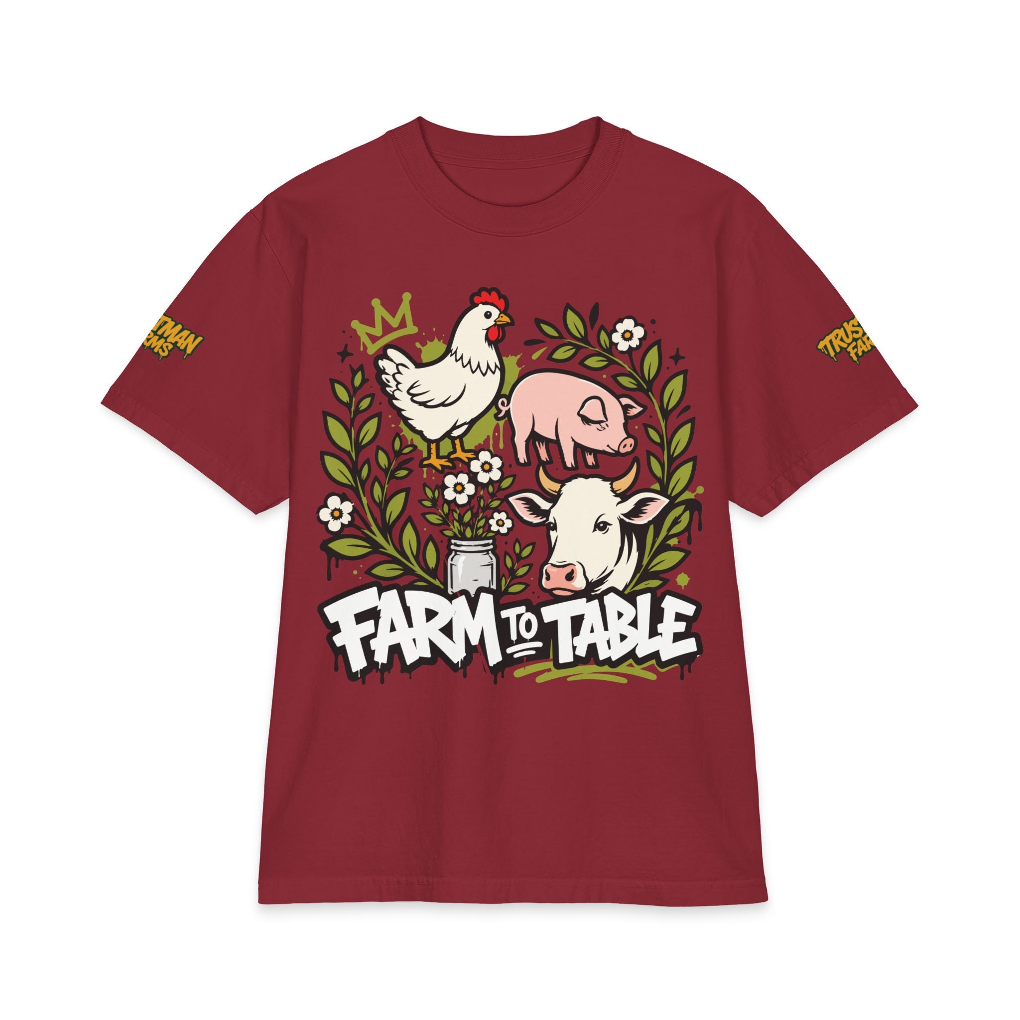 Farm to Table T-Shirt — Cute Chicken, Pig & Cow Illustration
