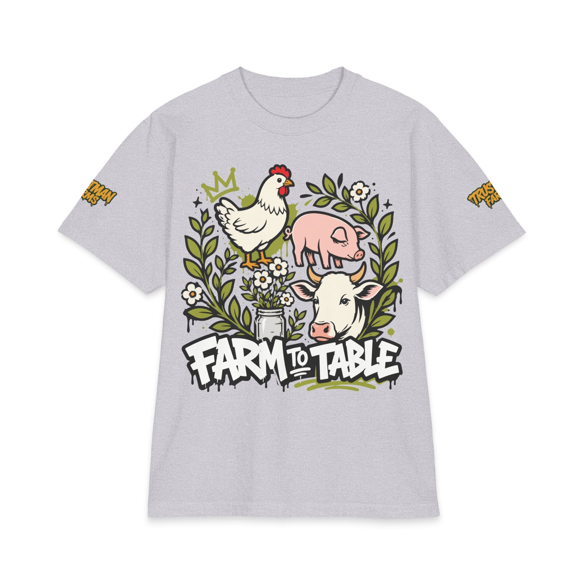 Farm to Table T-Shirt — Cute Chicken, Pig & Cow Illustration