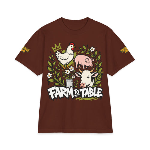 Farm to Table T-Shirt — Cute Chicken, Pig & Cow Illustration
