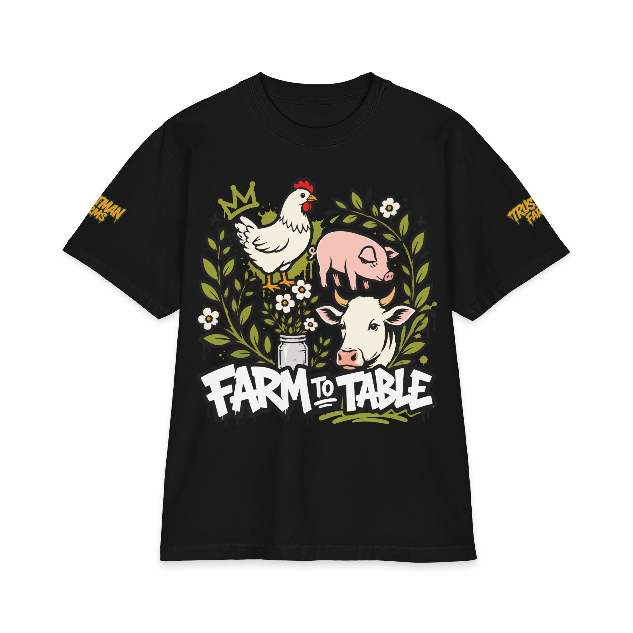 Farm to Table T-Shirt — Cute Chicken, Pig & Cow Illustration
