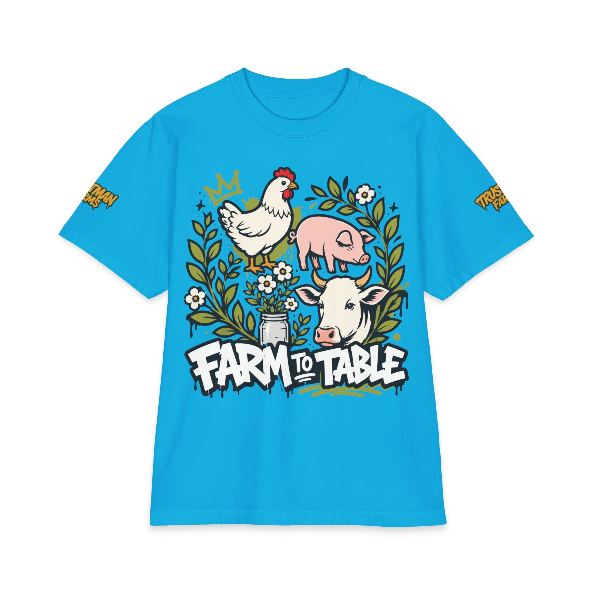 Farm to Table T-Shirt — Cute Chicken, Pig & Cow Illustration