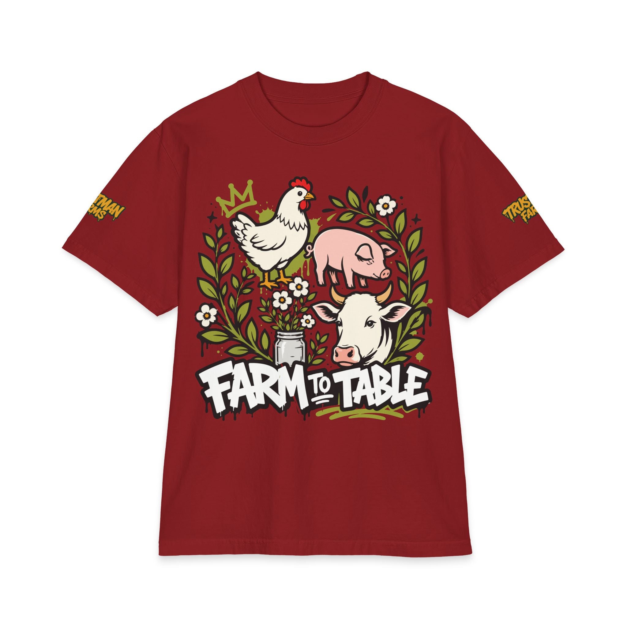 Farm to Table T-Shirt — Cute Chicken, Pig & Cow Illustration